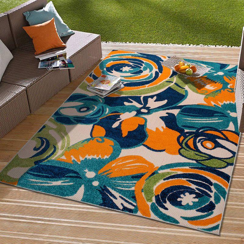 World Rug Gallery Modern Floral Indoor/Outdoor Area Rug - Multi 5' x 7'
