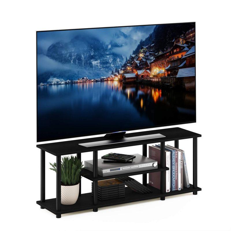 Furinno No Tools 3-Tier TV Stands for TV's up to 50" Entertainment Media Center Walnut/Black