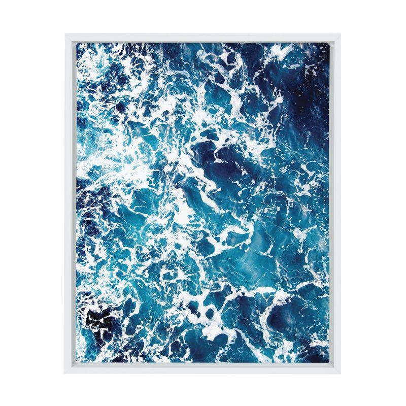 18" x 24" Blue Ocean Waves Framed Canvas Print