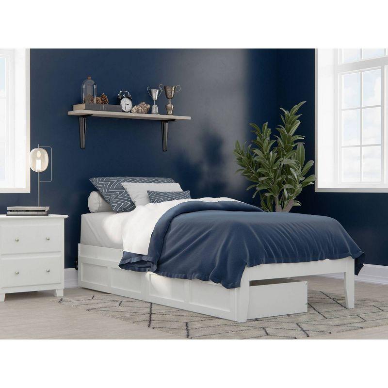 Twin Colorado Bed with USB Turbo Charger & 2 XL Drawers White - AFI: No Box Spring Required, Mid-Century Modern