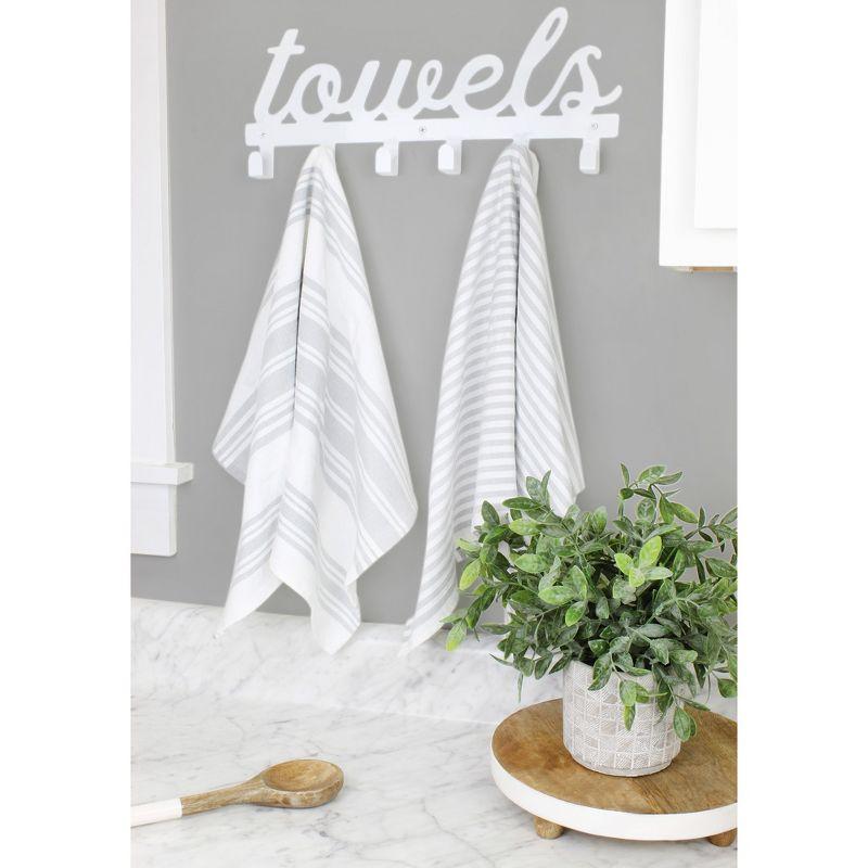 AuldHome Design White Towel Hanger w/6 Hooks; Farmhouse Style Towel Hanger Hooks for Wall / Door mounted