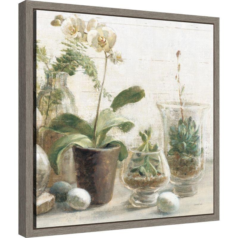 Amanti Art Greenhouse Orchids on Shiplap III by Danhui Nai Canvas Wall Art Print Framed 16 x 16-in.