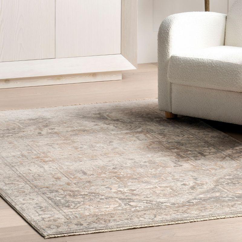 Nuloom Harriet Medallion 4x6 Indoor Area Rug for Living Room Bedroom Dining Room Kitchen, Neutral/Beige