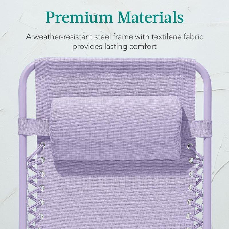 Best Choice Products Monochromatic Zero Gravity Chair, Folding Patio Recliner w/Side Tray, Headrest - Lavender