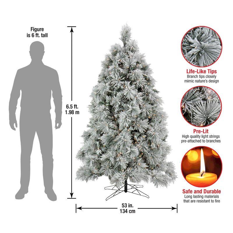 HGTV Pre-lit Flocked Bavarian Pine Artificial Christmas Tree with Clear Lights