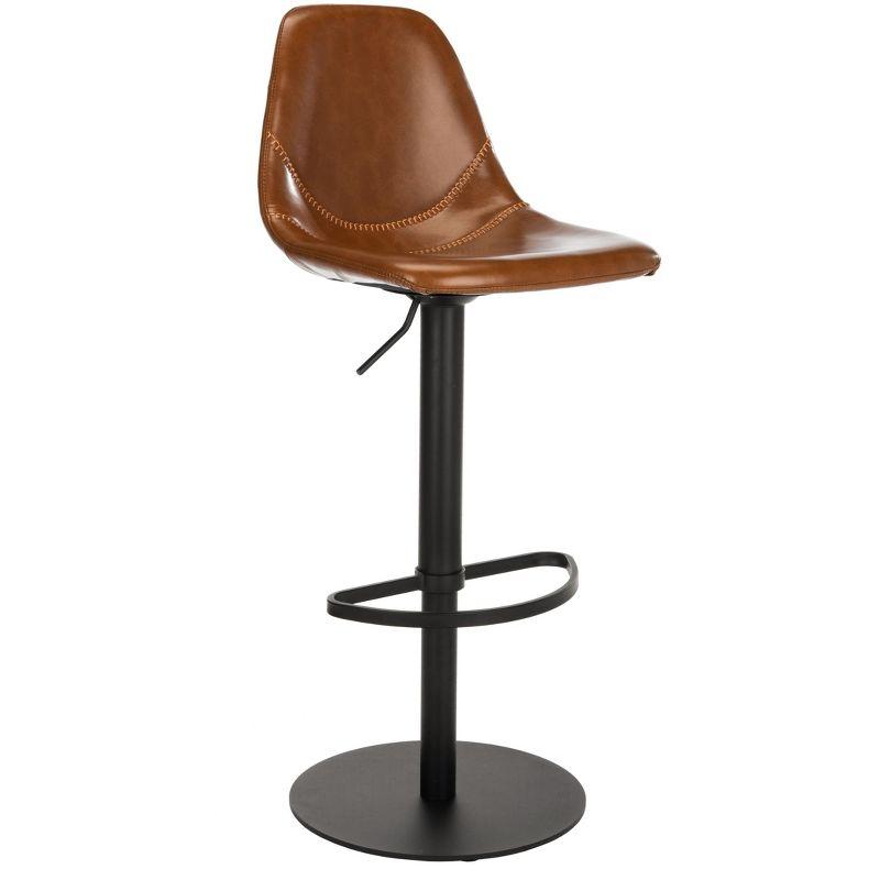 SAFAVIEH Sky Light Brown/Black High Back Tufted Bar Stool (17.25 in. W x 20 in. D x 33.5/43.5 in. H)