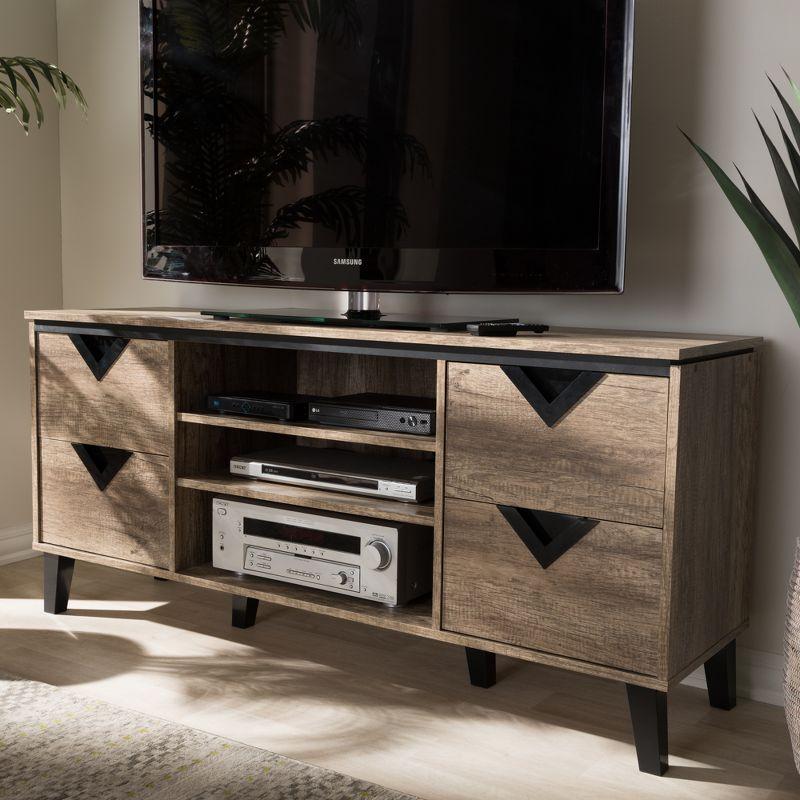 Beacon Black Oak Veneer TV Stand with Cabinet, 58.86"