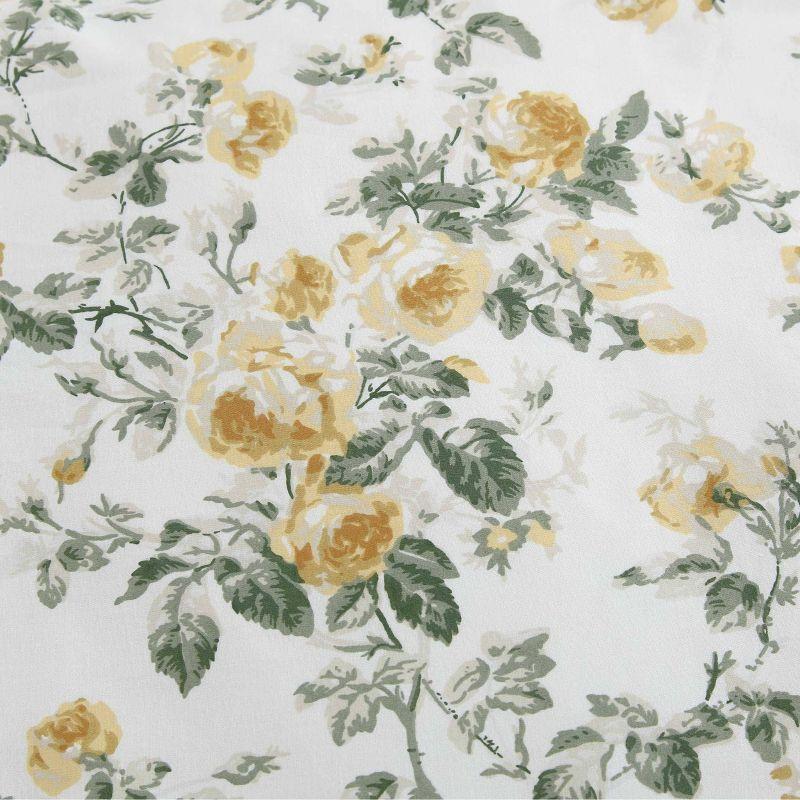 Laura Ashley Roses Cotton Reversible Gold Duvet Cover Set