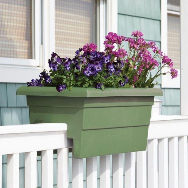 Bloem Classic Rectangular Deck Rail Planter, Sage, 24in