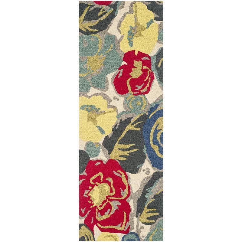 Ivory Elegance Floral Synthetic 2' x 6' Runner Rug