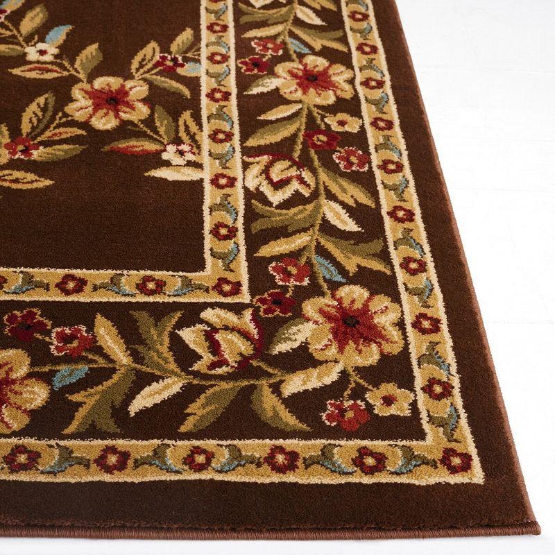 Elegant Traditions Easy-Care Brown Synthetic 6'7" Square Area Rug