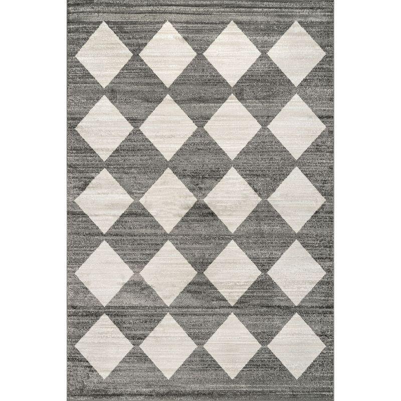 Nuloom Gianna Geometric 3x5 Accent Indoor Area Rug for Living Room Bedroom Dining Room Entryway Kitchen, Grey/Ivory