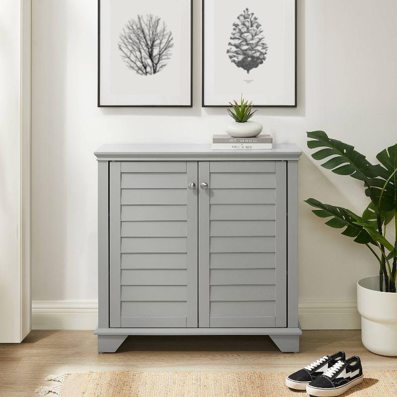 Gray Faux-Louvered Bathroom Storage Cabinet with Adjustable Shelves