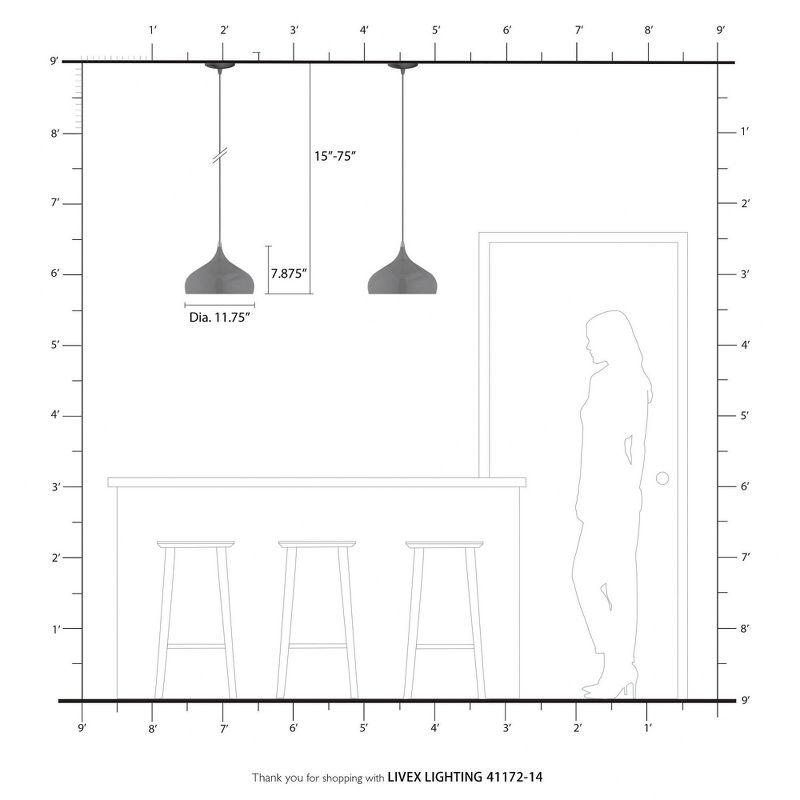 Livex Lighting Amador 1 - Light Pendant in  Textured Black/Antique Brass