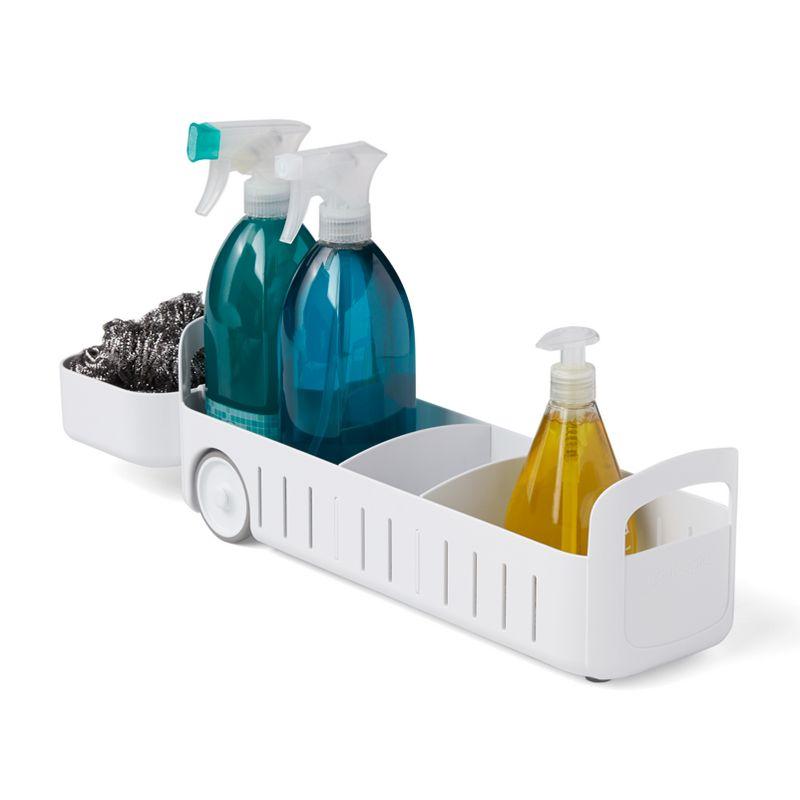 YouCopia White Plastic 5" RollOut Under Sink Caddy with Adjustable Dividers