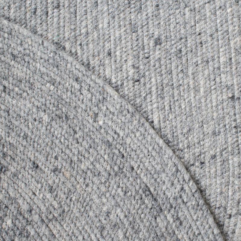 Gray 5' x 7' Oval Handmade Braided Wool Rug