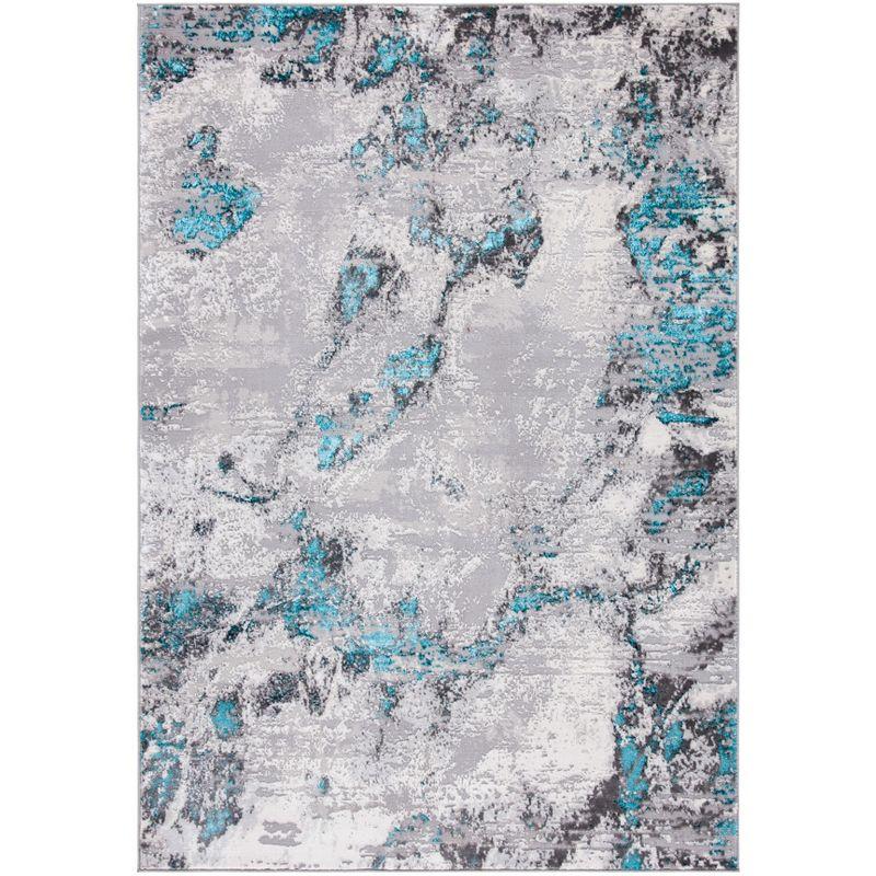 Amelia ALA232 Power Loomed Area Rug - Grey/Turquoise - 4'5"x6'5" - Safavieh.