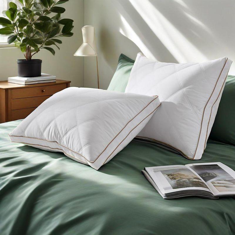 Peace Nest Set of 2 Goose Down Feather Gusseted Bed Pillows, Standard