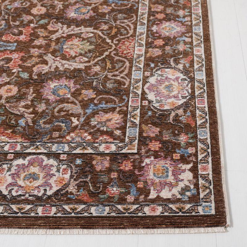 Elegant Crimson Hand-Knotted Brown/Blue Area Rug - 2'2" x 4'