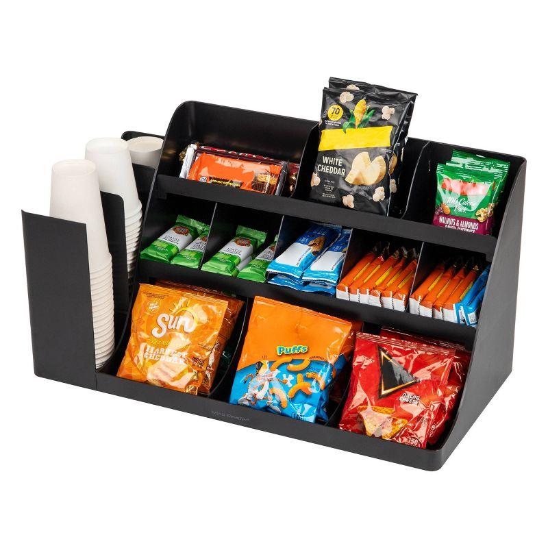 Mind Reader 14 Compartment Cup and Condiment Organizer Black: Coffee Station Caddy & Accessories Holder