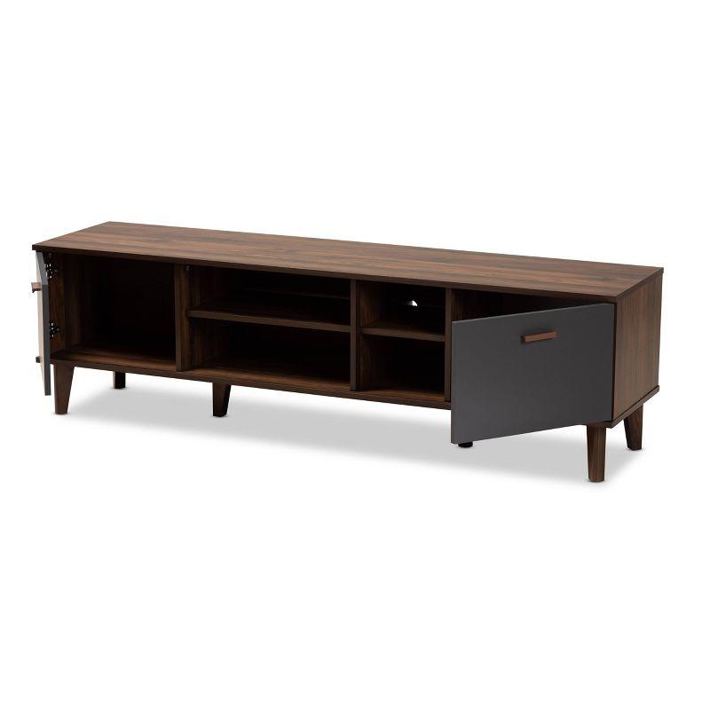 Moina Two-Tone Wood TV Stand for TVs up to 70" Walnut/Gray - Baxton Studio