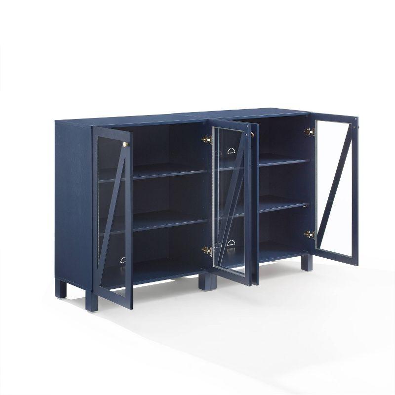 Navy 60" Media Sideboard Cabinet with Glass Doors and Shelves