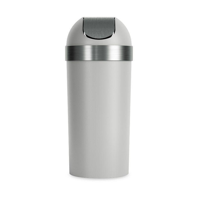 Gray Plastic Swing Top Lid Kitchen Trash Can