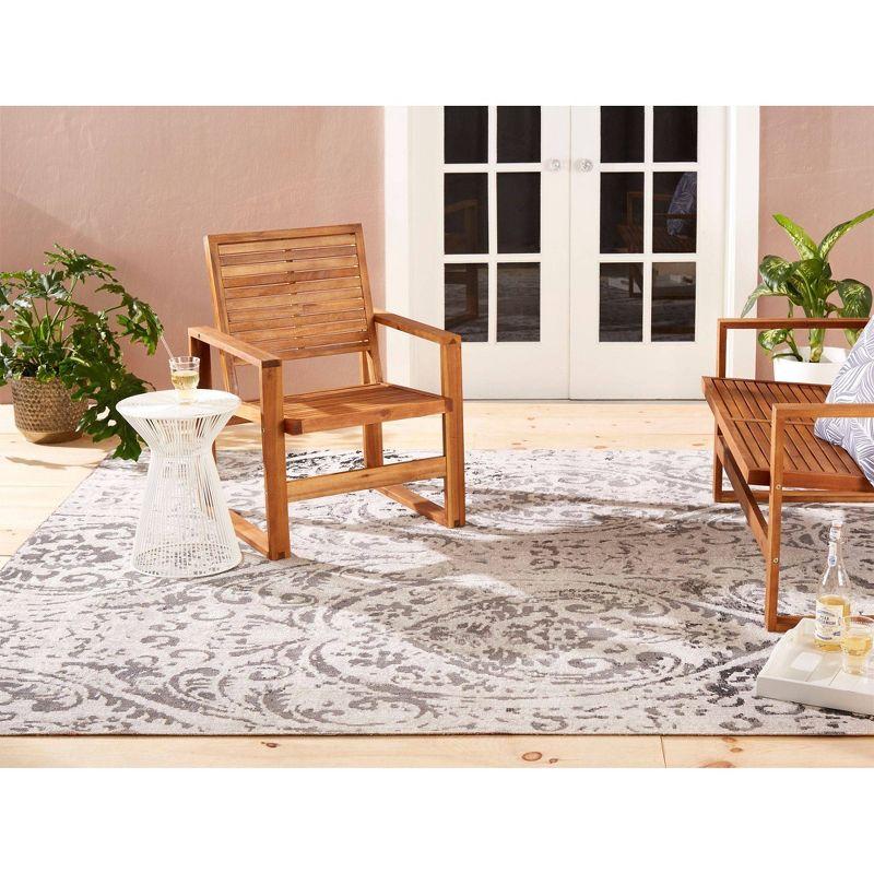 Nicole Miller New York Patio Sofia Juniper Transitional Paisley Indoor/Outdoor Area Rug, Ivory/Gray