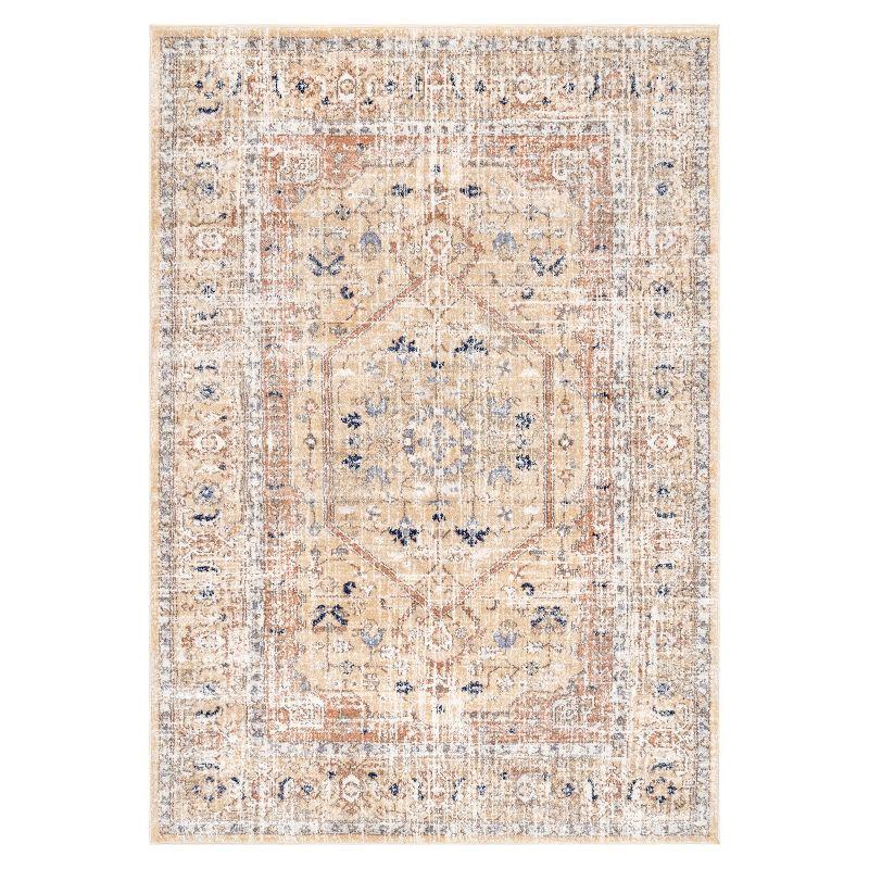 Nuloom Jacquie Oriental/Persian 5x7 Indoor Area Rug for Living Room Bedroom Dining Room Kitchen, Gold/Ivory