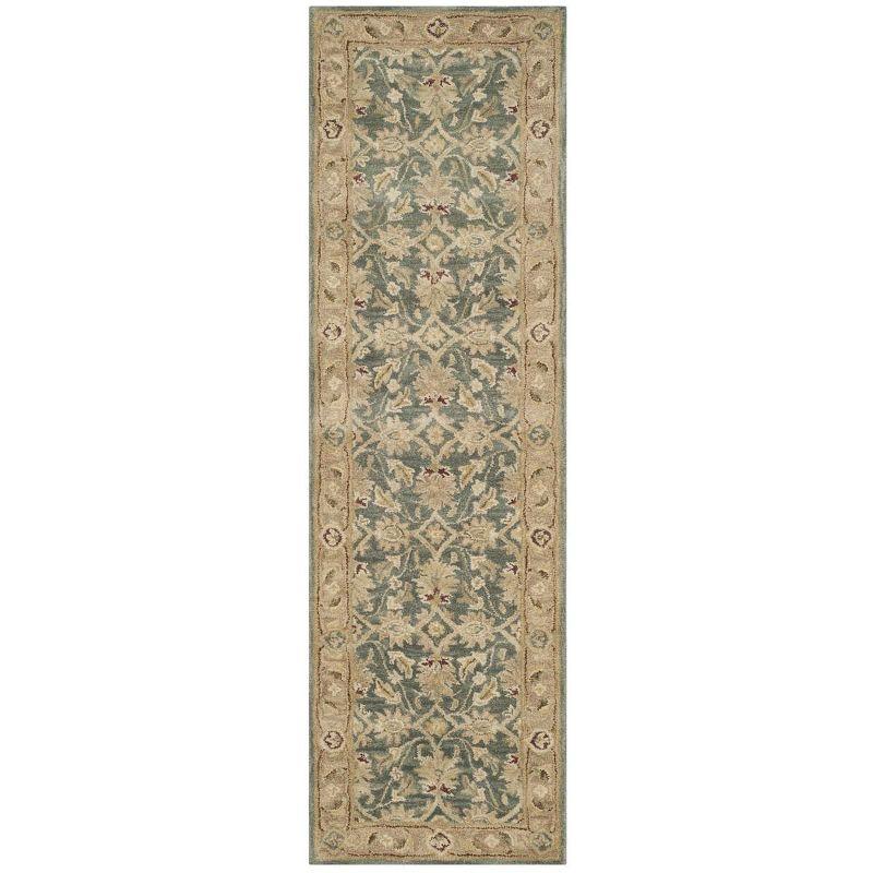 Antiquity Oriental Handmade Wool Teal Blue/Taupe Area Rug