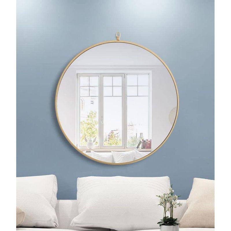 Cassie Metal/Manufactured Wood Round Wall Mirror