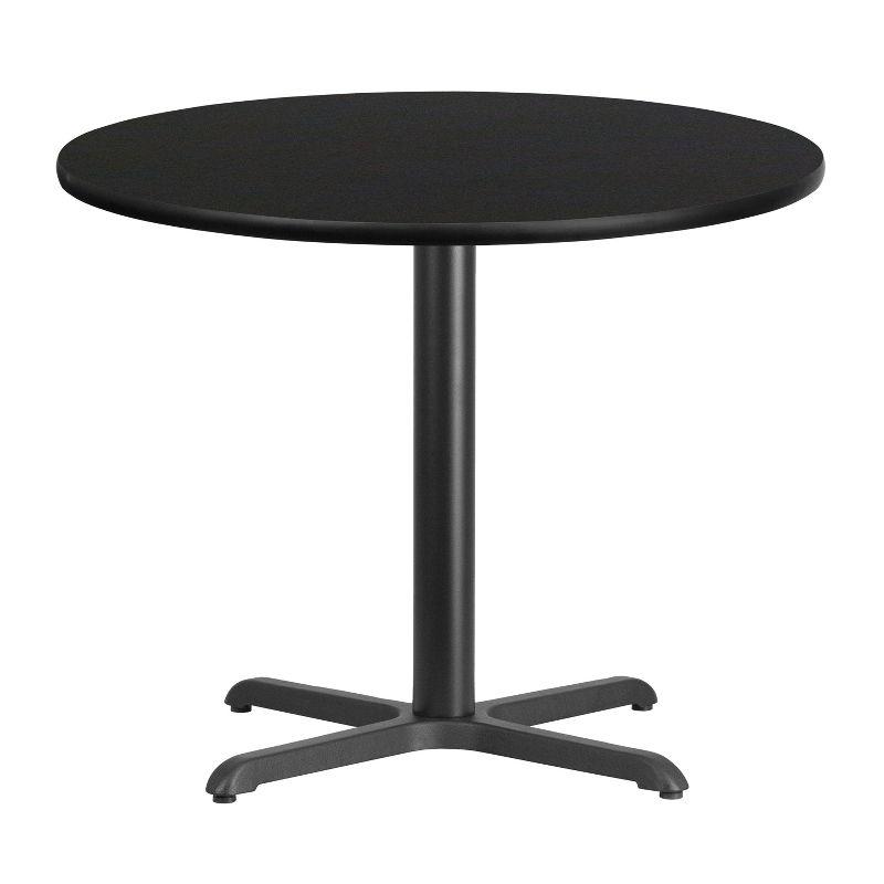 Contemporary Scandinavian 36" Round Black Laminate Dining Table