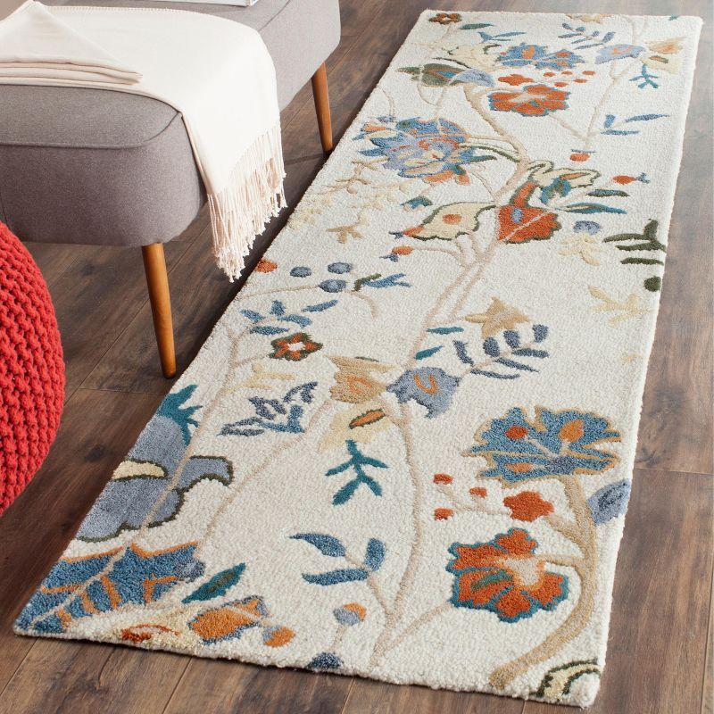 Blossom BLM975 Hand Tufted Indoor Runner Rug - Ivory/Blue - 2'3"x8' - Safavieh