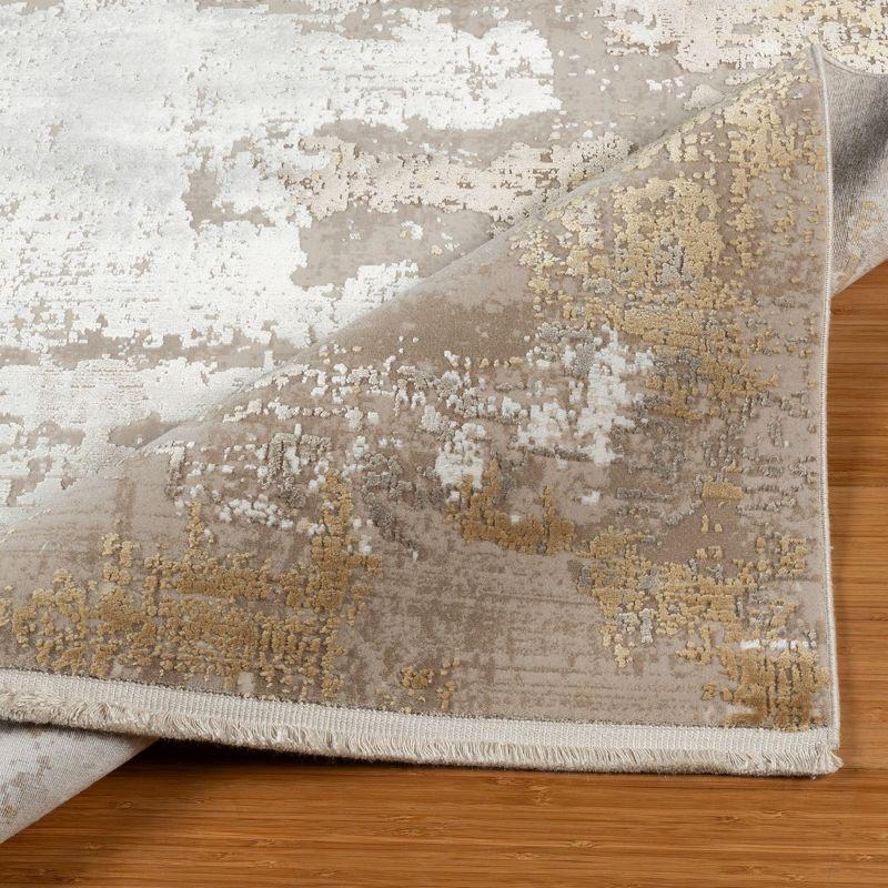 Gertmenian Florance Gela Modern Abstract Beige/Gold High-Low Viscose/Acrylic Area Rug