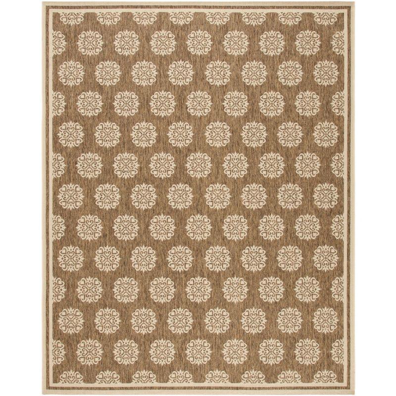 Beige and Cream Rectangular Stain-Resistant Synthetic Area Rug