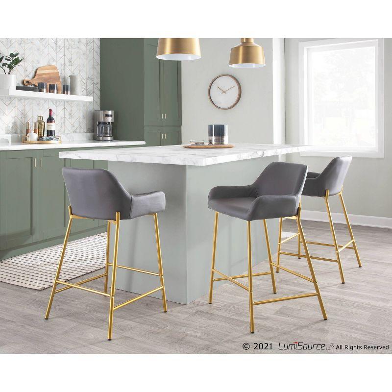 Set of 2 Daniella Metal/Faux Leather Counter Height Barstools - LumiSource