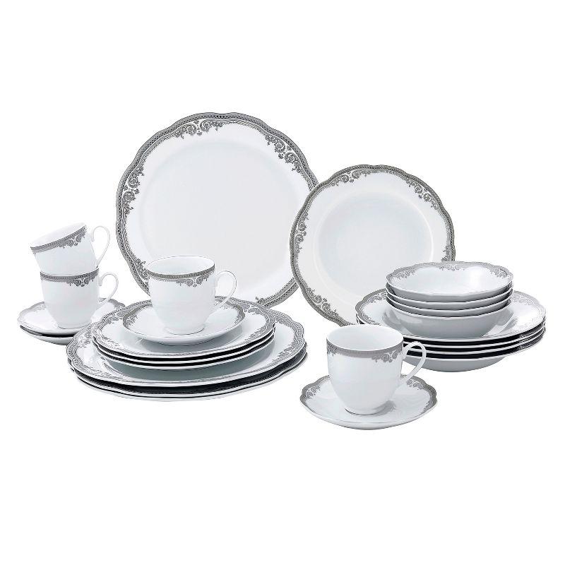 Lorren Home Trends 24 Piece Porcelain China Dinnerware Set - Service for 4