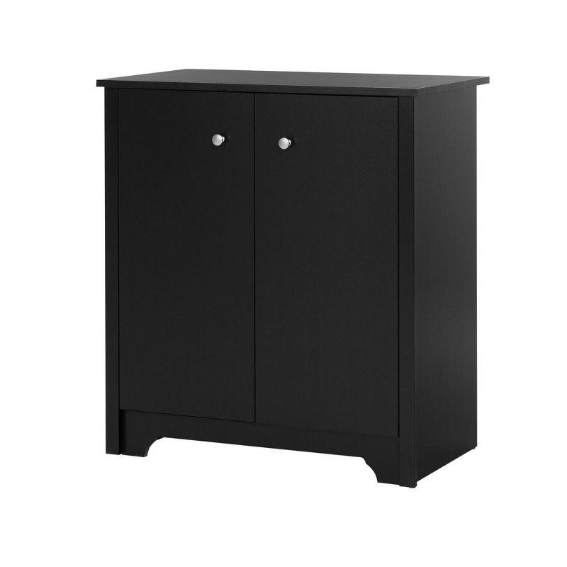 Pure Black Compact 2-Door Storage Cabinet with Adjustable Shelves