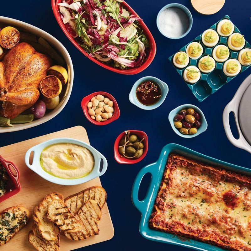 Adeco Trading Solid Glaze Ceramics Casserole Bakeware/Baker Set With Shared Lid, 3 Piece