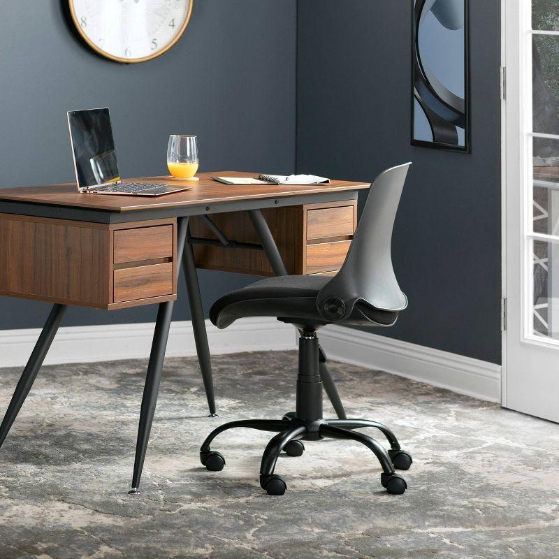 Folding Back Task Chair Black - studio designs: Swivel, Adjustable, Armless