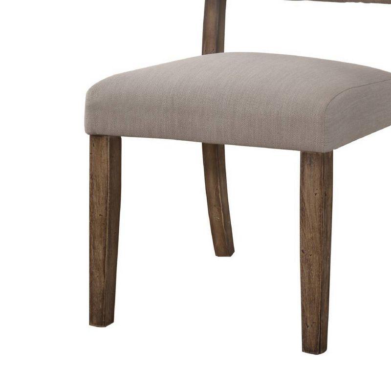 Gray Linen Upholstered High Back Side Chair with Wood Legs