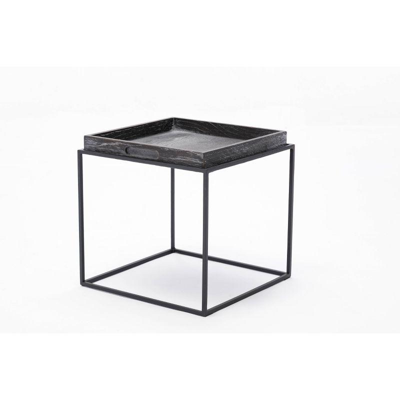 Burnham Home Highlands Side Table Dark Gray - Boraam: Oak Wood, Removable Tray Top, No Assembly Required