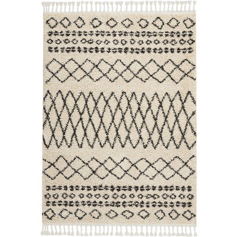 Nourison Marrakesh Shag MRK02 Cream Area Rug 5'3" x 7'11"