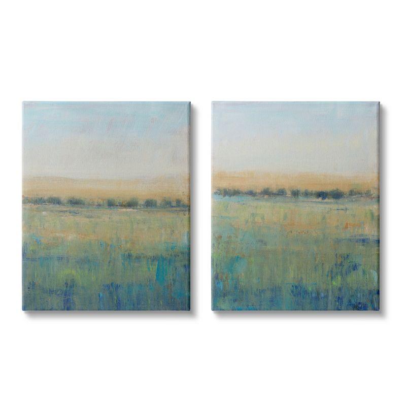 Sunset Meadow Green and Beige Canvas Wall Art Set, 16 x 20