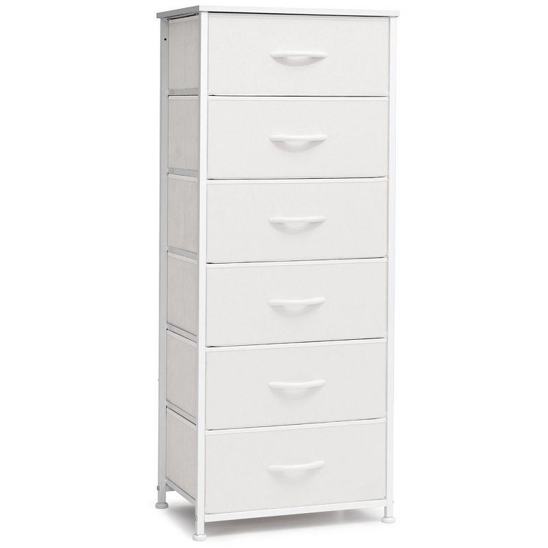 Crestlive Products 6 Drawers Vertical Dresser for Bedroom Storage Tower with Wood Top White