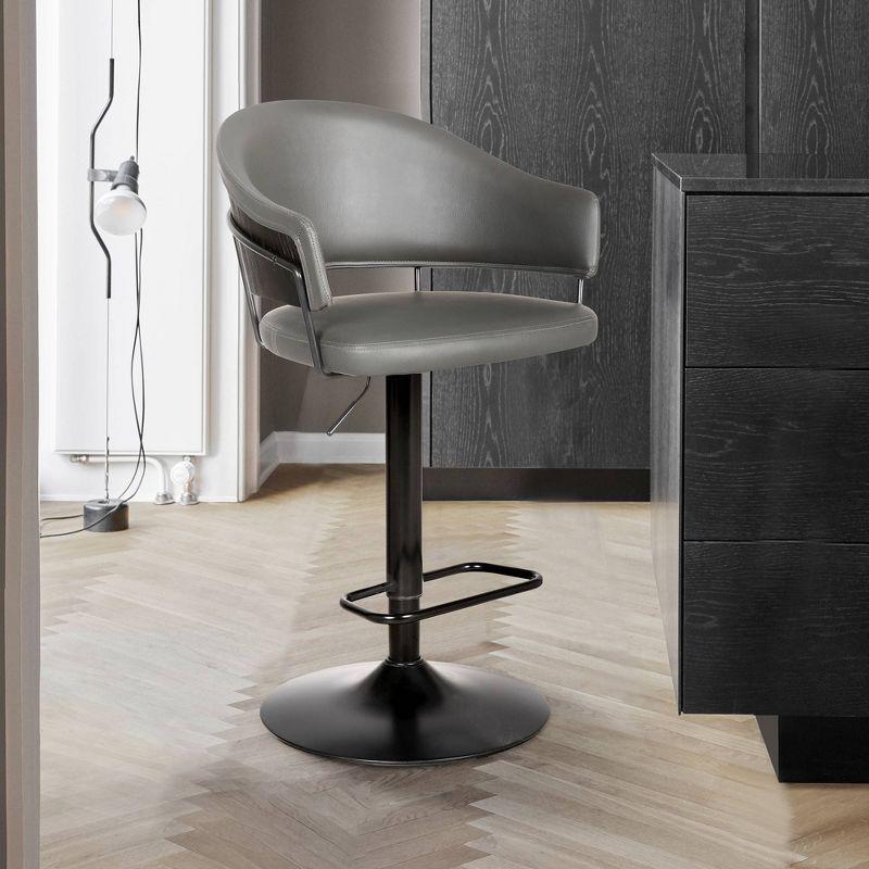 Brody Adjustable Swivel Barstool Gray: Mid-Century Design, Faux Leather - Armen Living