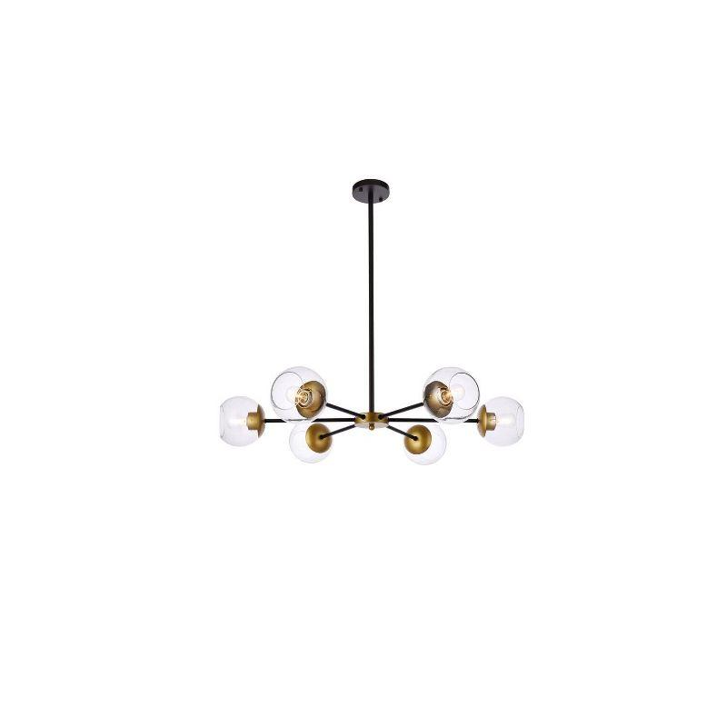Elegant Lighting Briggs 36 inch pendant in black and brass with clear shade
