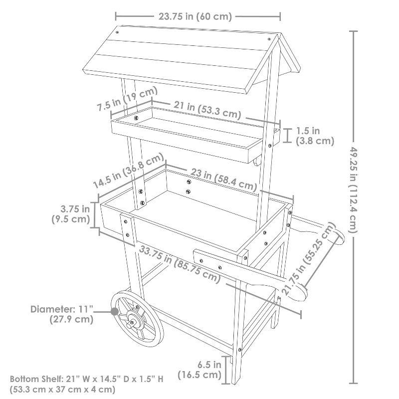 Sunnydaze Country Market Flower Cart Display Stand - 49.25” H - Charred Fir