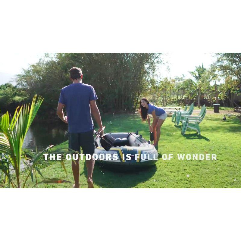 INTEX 68370EP Challenger 3 Inflatable Boat Set: Includes Deluxe 48in Boat Oars and Pump – Triple Air Chambers – 3-Person – 660lb Weight Capacity