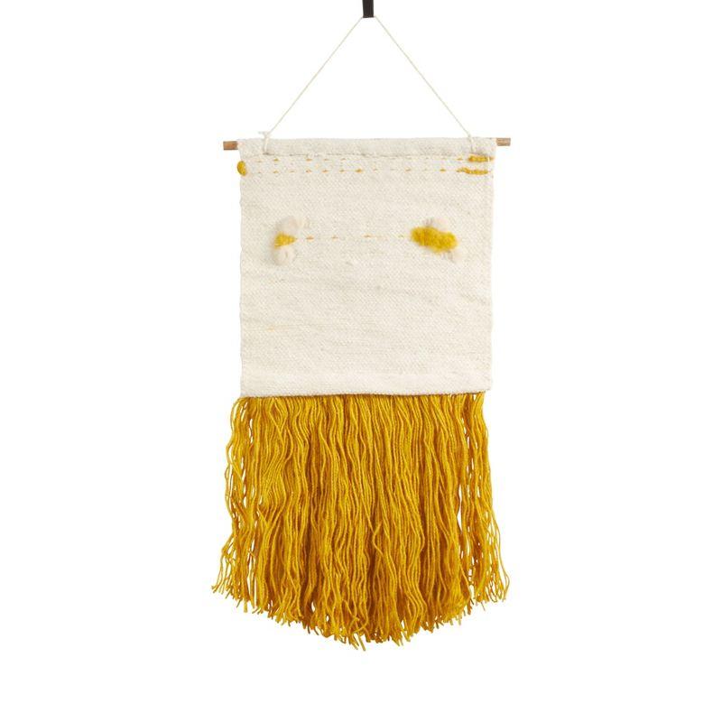 Saro Lifestyle Textured Woven Wall Hanging, 14"x28" Oblong, Yellow